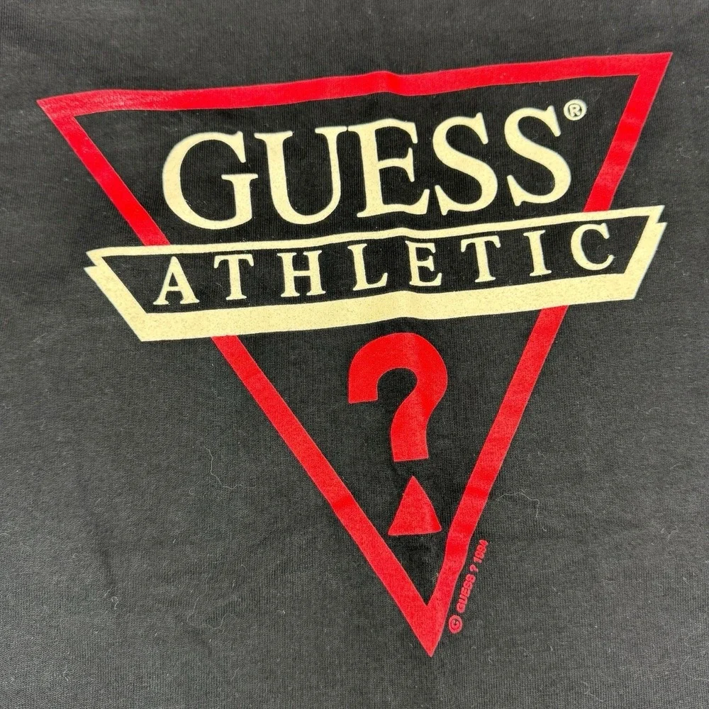 Vintage 1984 GUESS Activewear Black Graphic T-Shirt - Made in USA, Size Small - Picture 3 of 5
